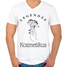 PRINTFASHION Legendás kozmetikus - Férfi V-nyakú póló - Fehér férfi póló