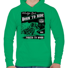 PRINTFASHION Legendás motorok - Férfi kapucnis pulóver - Zöld férfi pulóver, kardigán