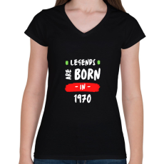 PRINTFASHION Legends are born in 1970 - Női V-nyakú póló - Fekete