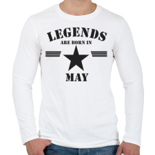 PRINTFASHION Legends are born in may - Férfi hosszú ujjú póló - Fehér férfi póló