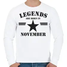 PRINTFASHION Legends are born in november  - Férfi pulóver - Fehér férfi pulóver, kardigán