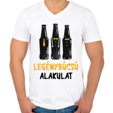 PRINTFASHION Legénybúcsú alakulat - Férfi V-nyakú póló - Fehér