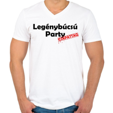 PRINTFASHION Legénybúcsú Csapattag - Férfi V-nyakú póló - Fehér