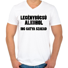 PRINTFASHION Legénybúcsú - Férfi V-nyakú póló - Fehér férfi póló