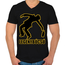 PRINTFASHION Legénybúcsú - Férfi V-nyakú póló - Fekete férfi póló