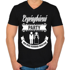 PRINTFASHION Legénybúcsú - Férfi V-nyakú póló - Fekete