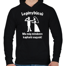PRINTFASHION Legénybúcsú - ma még mindenre kapható vagyok 2 - Férfi kapucnis pulóver - Fekete