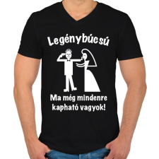 PRINTFASHION Legénybúcsú - ma még mindenre kapható vagyok 2 - Férfi V-nyakú póló - Fekete férfi póló