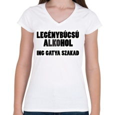 PRINTFASHION Legénybúcsú - Női V-nyakú póló - Fehér