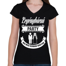 PRINTFASHION Legénybúcsú - Női V-nyakú póló - Fekete