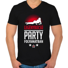 PRINTFASHION Legénybúcsú party folyamatban 2 - Férfi V-nyakú póló - Fekete