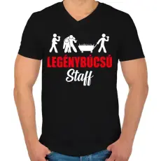 PRINTFASHION Legenybúcsú staff - Férfi V-nyakú póló - Fekete