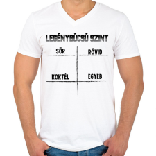 PRINTFASHION Legénybúcsú szint - Férfi V-nyakú póló - Fehér férfi pulóver, kardigán