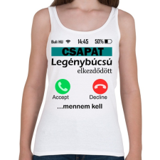 PRINTFASHION legénybúcsú telefonos csapat - Női atléta - Fehér női trikó