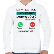 PRINTFASHION legénybúcsú telefonos vőlegény - Férfi kapucnis pulóver - Fehér