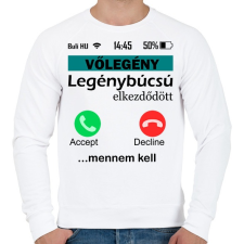 PRINTFASHION legénybúcsú telefonos vőlegény - Férfi pulóver - Fehér férfi pulóver, kardigán