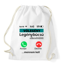 PRINTFASHION legénybúcsú telefonos vőlegény - Sportzsák, Tornazsák - Fehér tornazsák