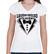 PRINTFASHION Legénybúcsú vőlegény - Női V-nyakú póló - Fehér