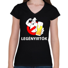 PRINTFASHION Legényirtok - Női V-nyakú póló - Fekete női póló