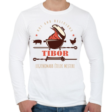PRINTFASHION Legfinomabb ételek mestere - Névvel - Férfi hosszú ujjú póló - Fehér férfi póló