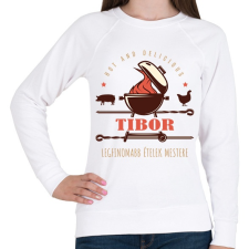 PRINTFASHION Legfinomabb ételek mestere - Névvel - Női pulóver - Fehér női pulóver, kardigán