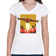 PRINTFASHION Légi oltás - Női V-nyakú póló - Fehér női póló