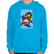 PRINTFASHION Légierő - Gyerek kapucnis pulóver - Azúrkék