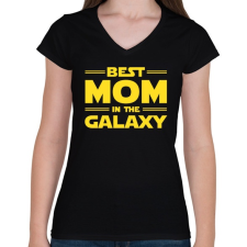 PRINTFASHION Legjobb anya a Galaxisban - Női V-nyakú póló - Fekete női póló