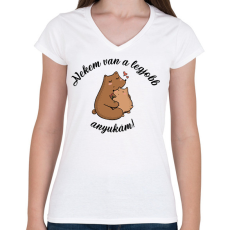 PRINTFASHION Legjobb anyuka - Női V-nyakú póló - Fehér
