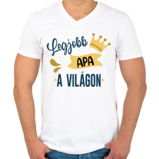 PRINTFASHION Legjobb apa a világon - Férfi V-nyakú póló - Fehér férfi póló