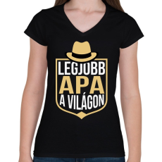 PRINTFASHION Legjobb apa a világon - Női V-nyakú póló - Fekete