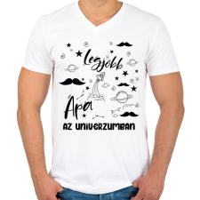 PRINTFASHION Legjobb apa az univerzumban - Férfi V-nyakú póló - Fehér férfi póló