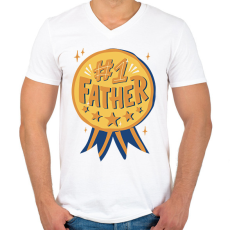 PRINTFASHION Legjobb apa - Férfi V-nyakú póló - Fehér