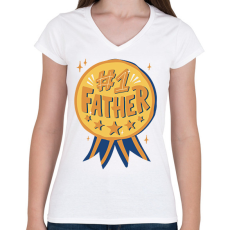 PRINTFASHION Legjobb apa - Női V-nyakú póló - Fehér