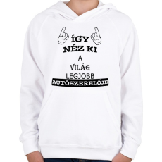 PRINTFASHION Legjobb autószerelő - Gyerek kapucnis pulóver - Fehér