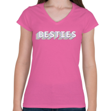 PRINTFASHION Legjobb barátnők - Besties - Női V-nyakú póló - Rózsaszín női póló