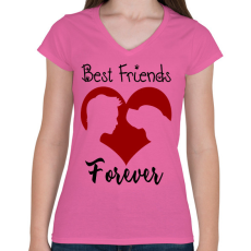 PRINTFASHION Legjobb barátok örökké (férfi) - Női V-nyakú póló - Rózsaszín