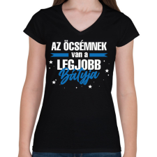 PRINTFASHION Legjobb báty - Női V-nyakú póló - Fekete női póló