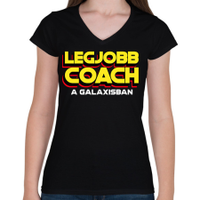 PRINTFASHION LEGJOBB COACH A GALAXISBAN - Női V-nyakú póló - Fekete női póló