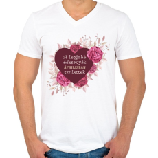 PRINTFASHION Legjobb édesanyák április - Férfi V-nyakú póló - Fehér