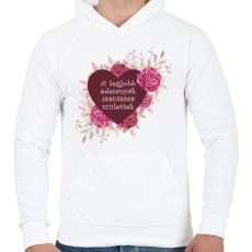 PRINTFASHION Legjobb édesanyák január - Férfi kapucnis pulóver - Fehér