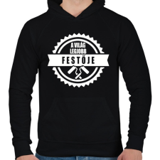 PRINTFASHION Legjobb Festő - Férfi kapucnis pulóver - Fekete férfi pulóver, kardigán