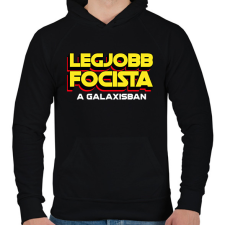 PRINTFASHION LEGJOBB FOCISTA A GALAXISBAN - Férfi kapucnis pulóver - Fekete férfi pulóver, kardigán