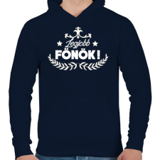 PRINTFASHION Legjobb főnök - Férfi kapucnis pulóver - Sötétkék férfi pulóver, kardigán