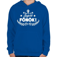 PRINTFASHION Legjobb főnök - Gyerek kapucnis pulóver - Királykék gyerek pulóver, kardigán