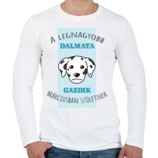 PRINTFASHION Legjobb gazdik - Dalmata - Hónappal - Férfi hosszú ujjú póló - Fehér férfi póló