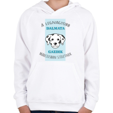 PRINTFASHION Legjobb gazdik - Dalmata - Hónappal - Gyerek kapucnis pulóver - Fehér