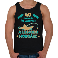 PRINTFASHION Legjobb horgász - egyedi számmal - Férfi atléta - Fekete atléta, trikó