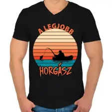 PRINTFASHION Legjobb horgász - Férfi V-nyakú póló - Fekete férfi póló