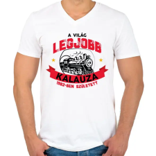 PRINTFASHION Legjobb kalauz - Évszámmal - Férfi V-nyakú póló - Fehér férfi póló